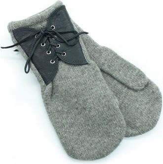Portolano Mitten gloves with leather in Light Grey/cincilla at Nordstrom