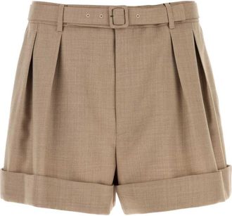 Saint Laurent Beige Solid Bermuda Shorts