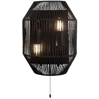 Searchlight Lámpara de pared Searchlight Wicker 2 Light, mimbre negro