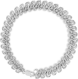 House of Brilliance 925 Sterling 1/2 Cttw Diamond Double Row S-Link Bracelet