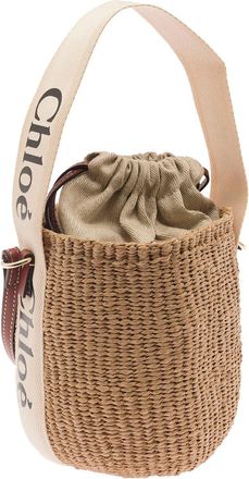 Chlo&eacute; Womens Handbag Woody Beige Raffia Paper Shoulder Bags
