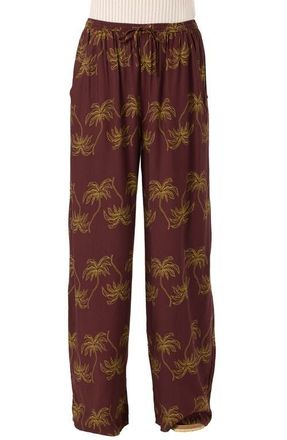 O'Neill Rosalie Palm Stripe Pants in Chocolate at Nordstrom, Size Xx-Large