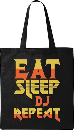 Generic Eat Sleep DJ Repeat Natural Ecological Cotton Tote Bag Black