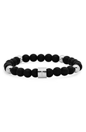 Steeltime Mens Religious Beaded Bracelet in Black at Nordstrom Rack