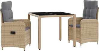 vidaXL Juego De Comedor Para Exteriores 3 Uds. Beige Y Gris Claro Vidaxl