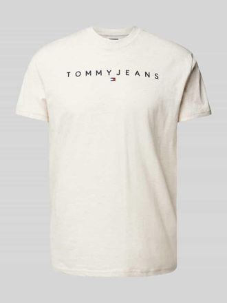Tommy Jeans T-Shirt mit Label-Print in Offwhite Melange, Größe XXL