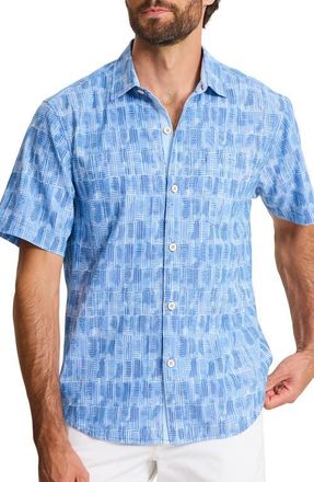 Tommy Bahama Coastal Ease Geo Fades Button-Up Shirt in Buccaneer Blue at Nordstrom, Size Xxx-Large