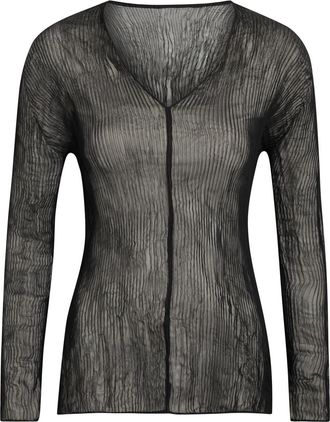 Issey Miyake Twist V-neck Semi-sheer Chiffon top - Black - 2