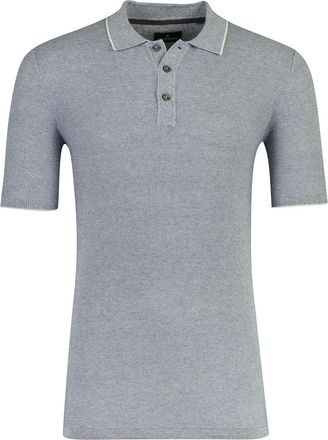 Casamoda Blauwe polo Casa Moda gebreid korte mouwen