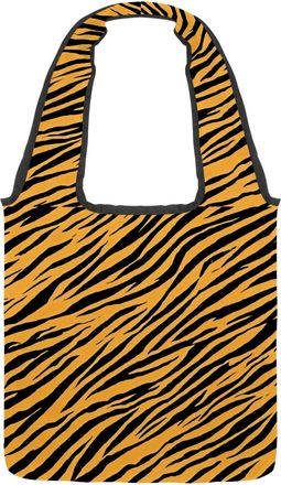 Generic Orange Zebra Stripes Reversible Canvas Shoulder Tote - Double-Sided Print, 12oz Cotton, 27cm Drop, Fold-Flat Bag for Travel, Shopping, Street Outings