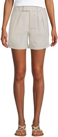 Lands End Chino High Rise Pleated 7 Shorts in Light Stone at Nordstrom, Size 16