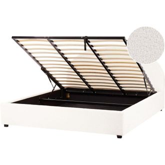 Beliani Letto matrimoniale contenitore minimalista bianco sporco 180 x 200 Vaucluse
