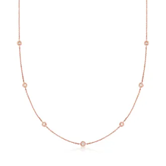 RS Pure by Ross-Simons Diamond Station Necklace in 14kt Rose Gold