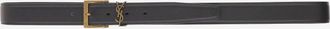 Saint Laurent Mens Belt Cassandre Vadim Suede Black Leather