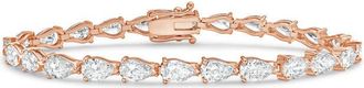 Diana M. Jewels 14kt Rose Gold 21cts Lab Grown Pear Diamond East-West Tennis Bracelet