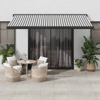 vidaXL Toldo Retr&aacute;ctil Aluminio Y Tela Gris Antracita Y Blanco 4x3 M Vidaxl