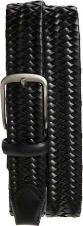 Nordstrom Thomas Braided Leather Stretch Belt in Black at Nordstrom, Size 36