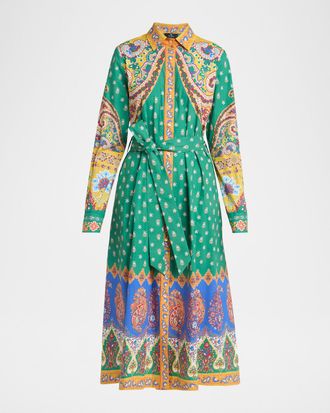 Etro Belted Paisley Cotton Midi Shirtdress