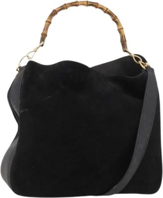 Gucci Pre-owned Shoulder Bags, female, Black, Size: ONE SIZE Pre-owned Vintage Suede Shoulder Bag