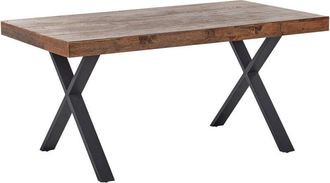 Beliani Dining Table CLIFTON Dark Brown 160 cm 90 cm Pine Wood