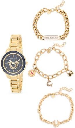 True Religion Arched Logo Bracelet Watch, 33.9mm & Assorted Bracelets Set in Gold at Nordstrom Rack