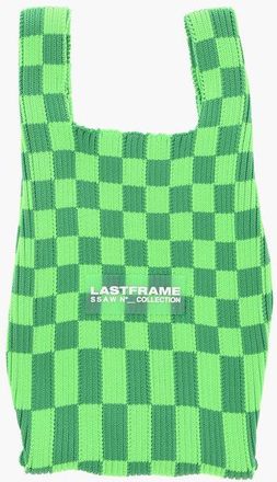 Lastframe Two-Tone Checked Mini Bag with Faux Leather Shoulder Strap size Unica