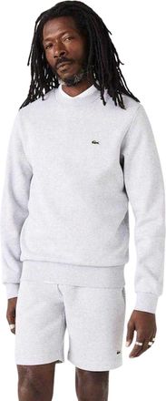 Lacoste Heren Sweatshirt met Geborduurd Logo Fleece Crew Hals (Lichtgrijs)