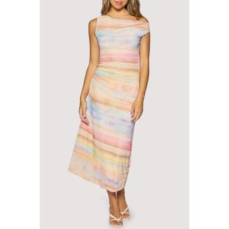 Lost + Wander Sunset Promenade One-Shoulder Maxi Dress in Orange Multi at Nordstrom, Size X-Small