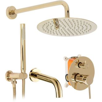 Rea Rea - Conjunto De Ducha Y Ba&ntilde;era Eportado Oculto Lungo Oro + Box