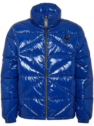 Philipp Plein Piumino con applicazione Hexagon - Blu