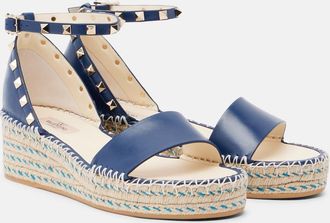 Valentino Garavani Double Rockstud leather espadrille wedges