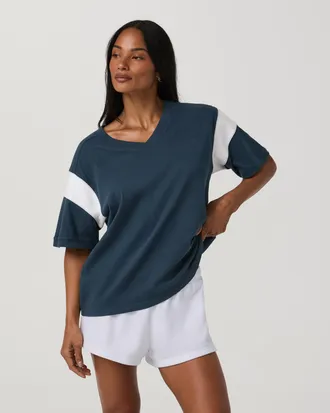 Vuori Clothing Heavyweight Cotton Varsity T-Shirt | Ocean Blue | XS, Size Extra Small