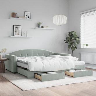 vidaXL Vidaxl - Sof&aacute; Cama Nido Con Cajones Terciopelo Gris Claro 100x200 Cm