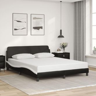 vidaXL Estructura De Cama Dover Cuero Sint&eacute;tico Negro Blanco 160x200 Cm Vidaxl