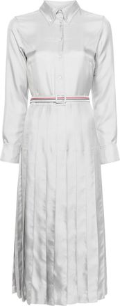 Thom Browne RWB-stripe belted silk shirtdress - Grey
