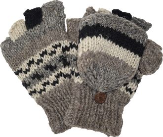 Gheri Woolen Knit Fleecelined Fingerless Gloves Convertible Mittens I