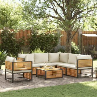 vidaXL Set De Sof&aacute;s De Jard&iacute;n Con Cojines 7 Pzas Madera Maciza Acacia Vidaxl