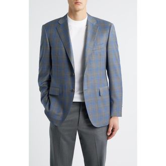 Canali Siena Regular Fit Grey Shadow Check Wool Sport Coat at Nordstrom, Size 38 Us