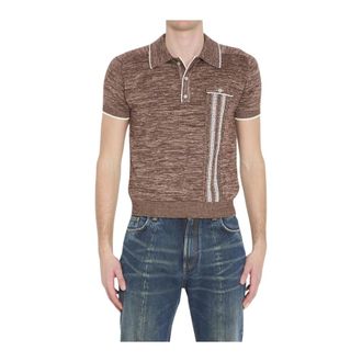 Versace Truien & Vesten, Heren, Bruin, L, Katoen, Medusa Detail Gebreide Polo
