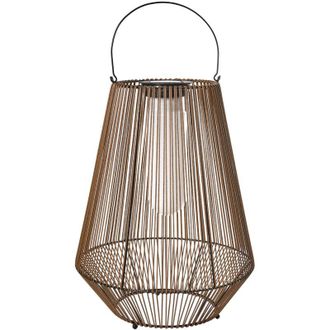 Beliani Solar Lantern Natural Synthetic Material LED In & Outdoor Decoration Energy-Efficient Rustic Boho LUSWISHI