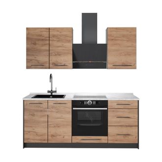 Vicco Cocina Para Solteros Fame-line, Roble Dorado/blanco, 190 Cm, Et M&aacute;rmol, Vicco