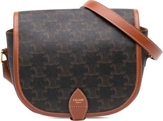 Celine Pre-owned Celine Medium Triomphe Coated Canvas Folco Crossbody Ladies XKV9Q3S3AD7N26DD