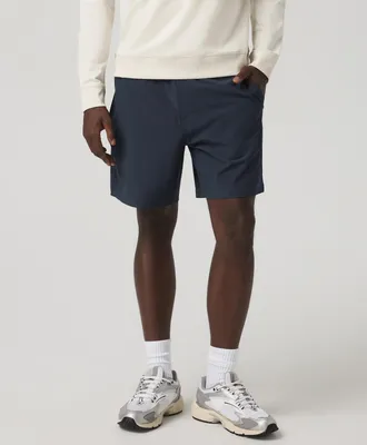 Vuori Clothing Aim Elastic Waist Shorts 7 | Navy Linen Texture | XS, Size Extra Small