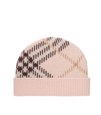 Burberry Pink Check Beanie Cap