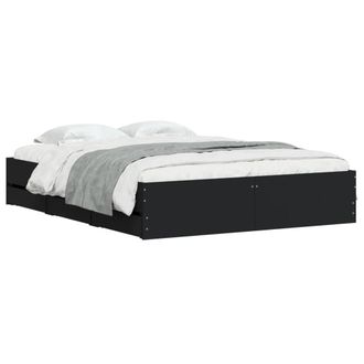 Berkfield Home Modern Bed Frame with Drawers without Mattress Black 140x190 cm