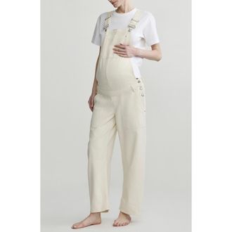 DL1961 Maternity Bilie Wide Leg Overalls in Flax Aura at Nordstrom, Size 30