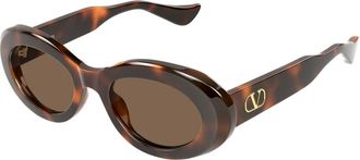Valentino VLogo Oval Zonnebril - Dames - Accessoires - Bruin - Maat: 50 MM