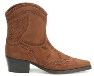 Ganni Embroidered Suede Texas Cowboy Boots Size 38