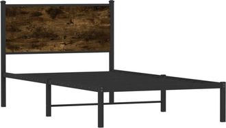 vidaXL Metal Bed Frame without Mattress Smoked Oak 107x203 cm Vidaxl