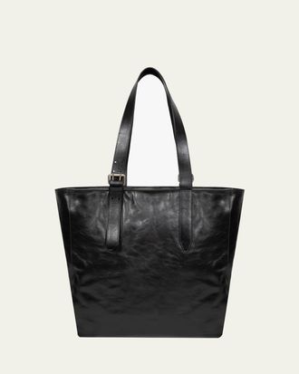 Dries Van Noten Mens Leather Messenger Bag with Shoulder Strap